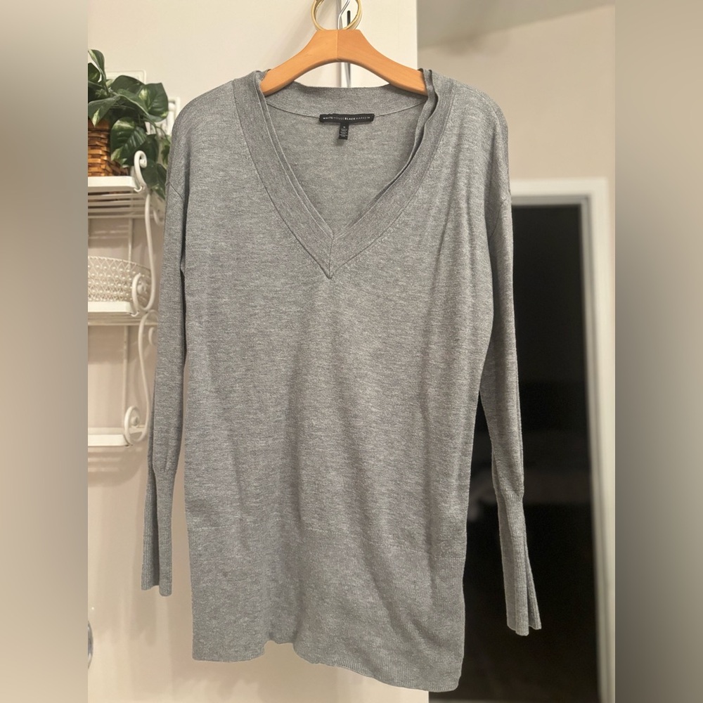 White House Black Market Heather Gray Knit Top